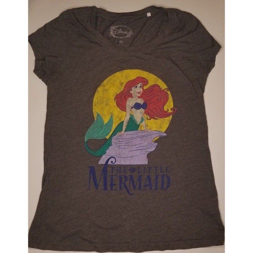 Disney Little Mermaid XL Top Ariel Women's Jr Graphic T-shirt Baby Tee Jrs Rock